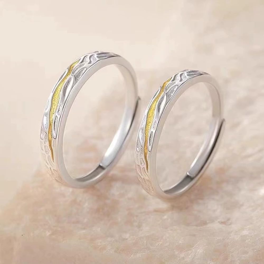 Matching Rings for Couples, Adjustable Unisex Eternity Love Band Set for Couples | CZ Stackable Jewelry, Perfect for Promise Engagements Rings for Women