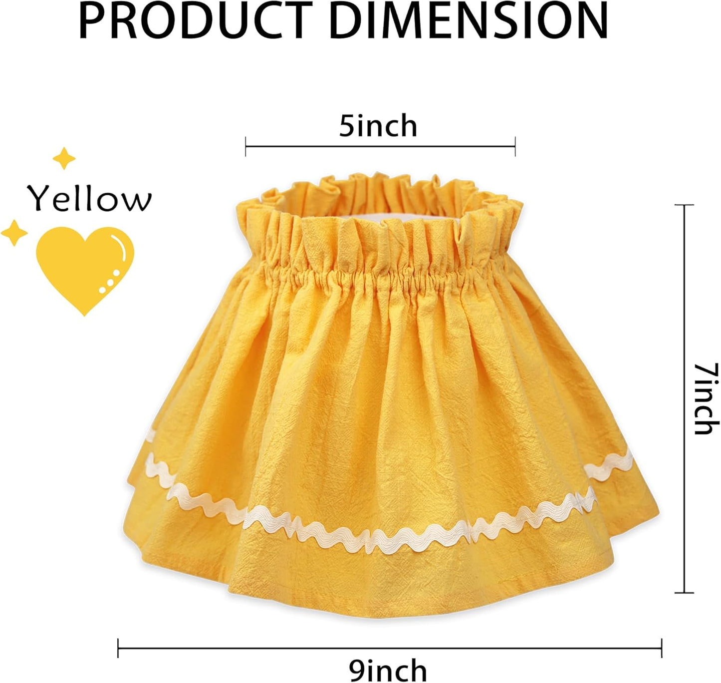 Cloth Lampshade Cover Set, Handmade Decorative Dustproof Elastic Lamps Replacement for Table Desk and Floor Spider Model Country Home Decor for Bedroom Shade Skirt (5"x9"x7", Yellow)