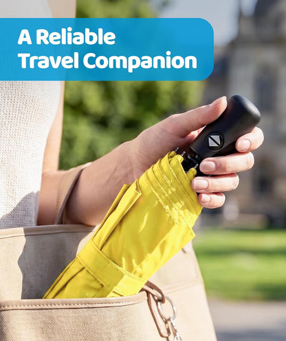 Windproof Compact Umbrellas for Rain - Strong Reinforced Fiberglass Rib Design & Auto Open & Close - Portable Folding Travel Umbrella - Lightweight & Packable for Women & Men, Easy Collapse