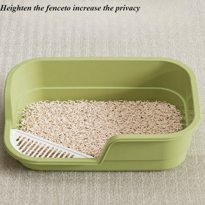 Large Cat Litter Box with High Sides, Anti-Splashing Kitty Litter Pan with Low Entry, Easy to Clean Indoor Cat Litter Box for Kitten and Adult Cats 16.54''LX11.02''WX4.72''H (Yellow)