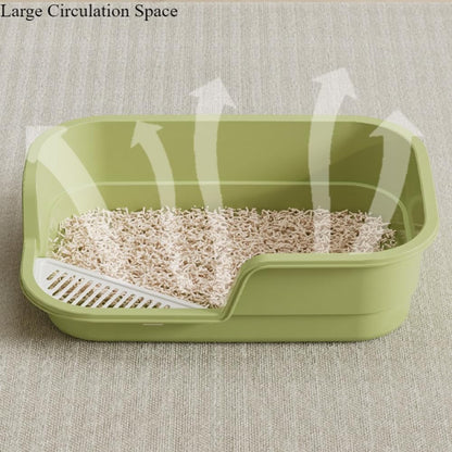 Large Cat Litter Box with High Sides, Anti-Splashing Kitty Litter Pan with Low Entry, Easy to Clean Indoor Cat Litter Box for Kitten and Adult Cats 16.54''LX11.02''WX4.72''H (Yellow)