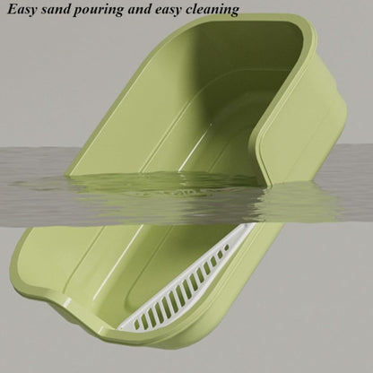 Large Cat Litter Box with High Sides, Anti-Splashing Kitty Litter Pan with Low Entry, Easy to Clean Indoor Cat Litter Box for Kitten and Adult Cats 16.54''LX11.02''WX4.72''H (Yellow)