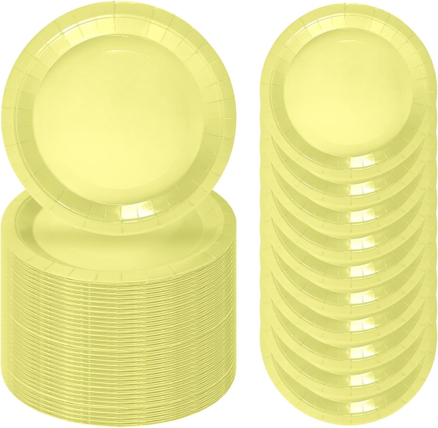 50 Pcs Light Yellow Paper Plates 7 Inch Yellow Dessert Plates Disposable Dinner Plates for Baby Shower Bridal Shower Birthday Party Supplies Disposable Paper Plate