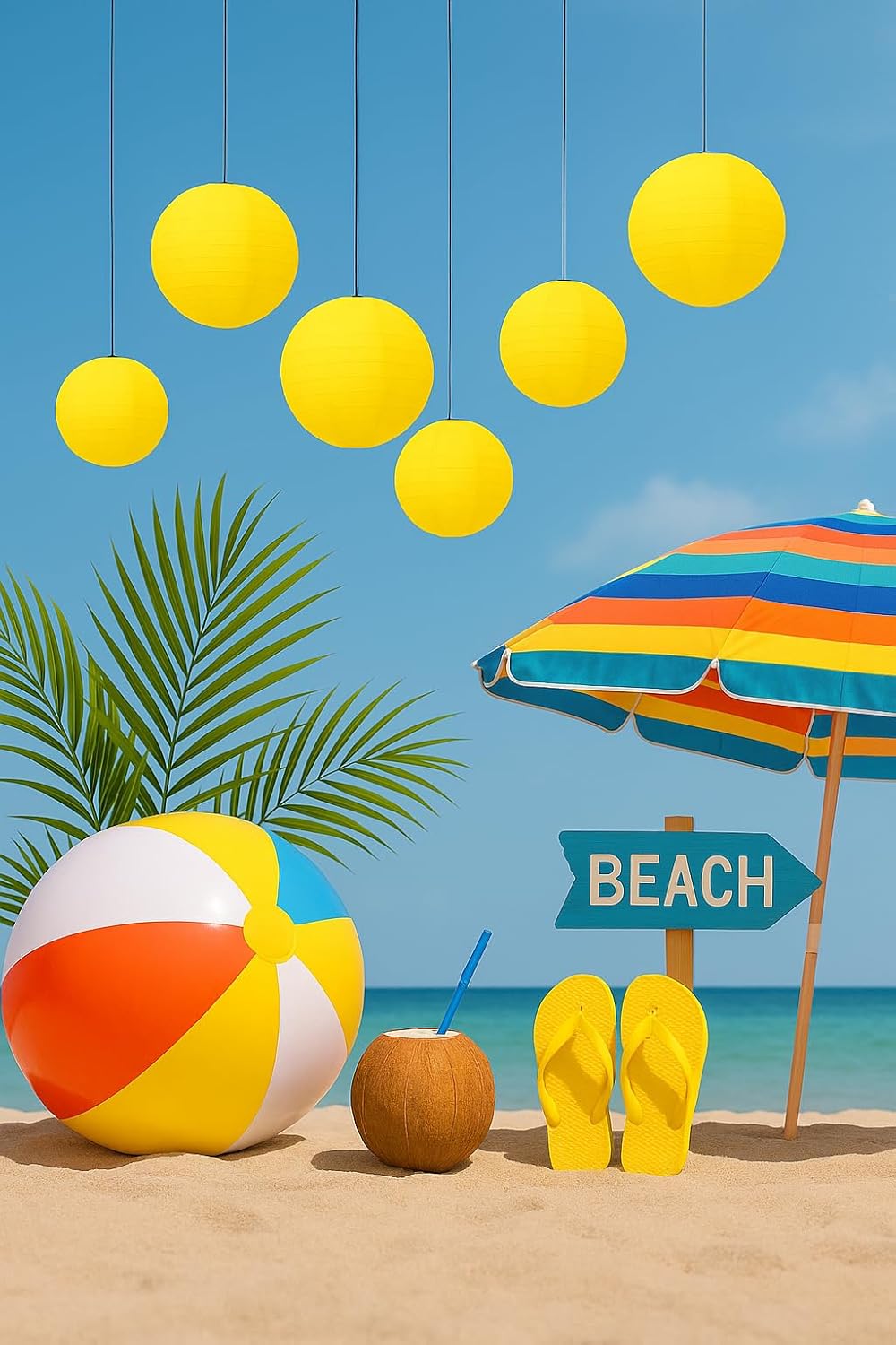 Pack of 6 Round Paper Lantern Lamp Paper Lanterns Party Decorations (Yellow, 8"/20CM)