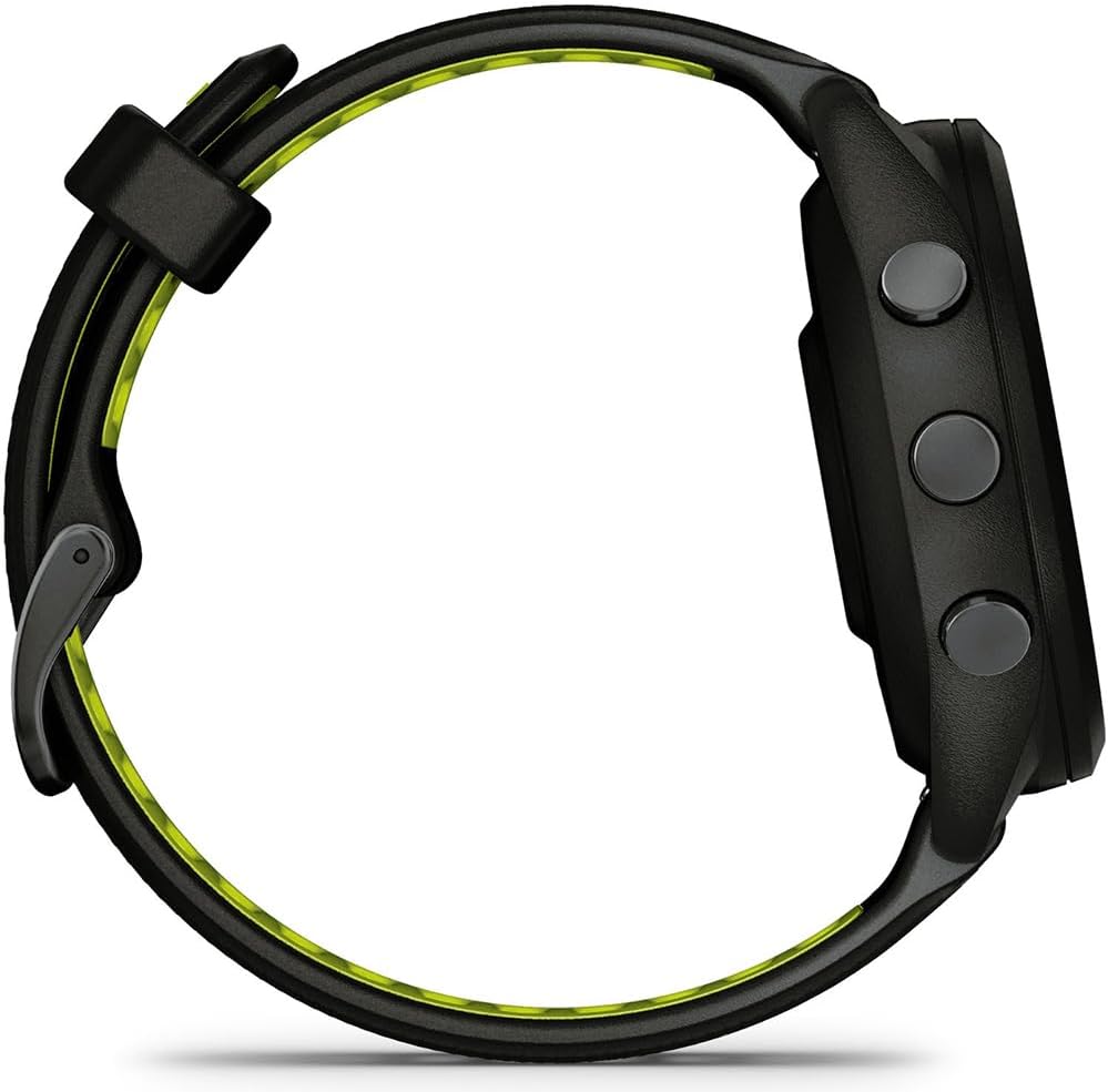 Forerunner 265S Running GPS Smartwatch, AMOLED Display, 42mm, Black/Amp Yellow, 010-02810-03 - Bundle w/Deco Essentials 26-Month CPS Plan