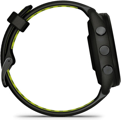 Forerunner 265S Running GPS Smartwatch, AMOLED Display, 42mm, Black/Amp Yellow, 010-02810-03 - Bundle w/Deco Essentials 26-Month CPS Plan