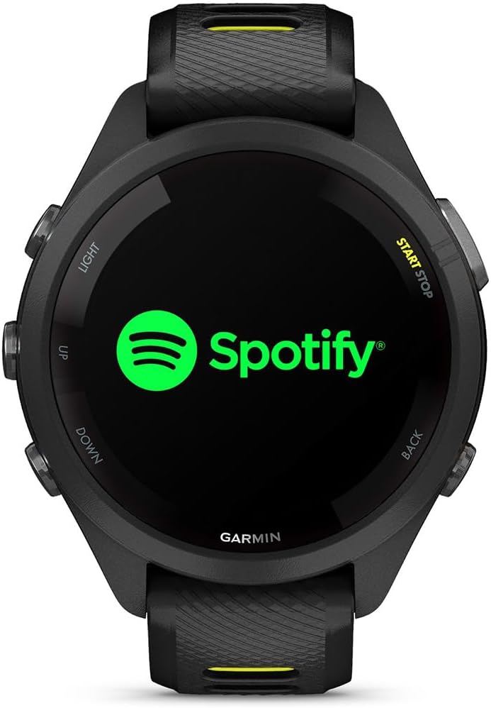 Forerunner 265S Running GPS Smartwatch, AMOLED Display, 42mm, Black/Amp Yellow, 010-02810-03 - Bundle w/Deco Essentials 26-Month CPS Plan