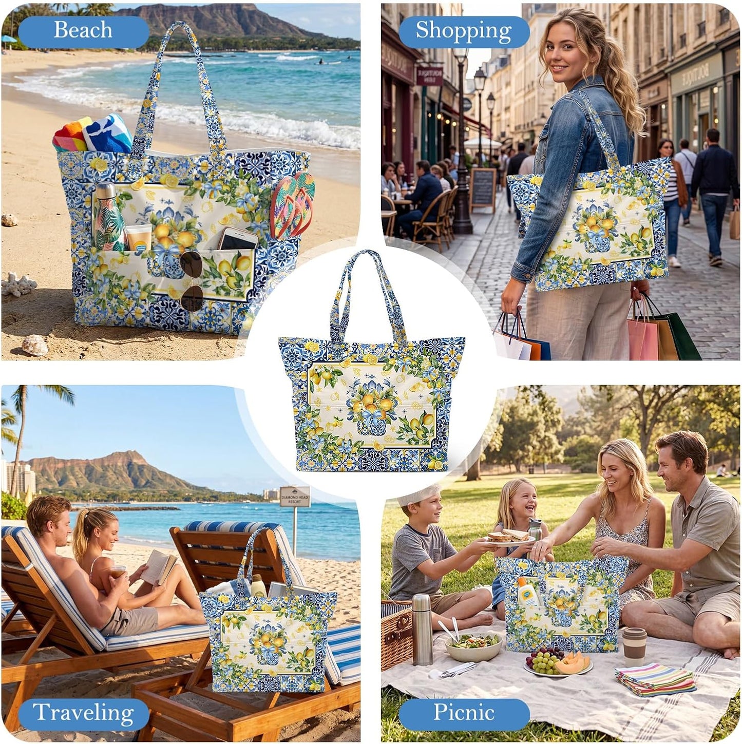 Tote Bag For Women, Travel Reusable Grocery, Beach Tote Bag For Women, Aesthetic Portable Storage HandBag