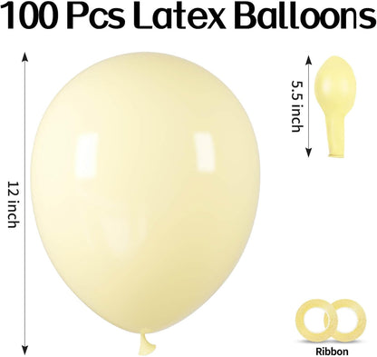 100pcs Pastel Yellow Latex Balloons 12 inch | Light Yellow Round, Helium Balloons, Easter Birthday Bridal Shower Wedding, Sunflower Party Decorations