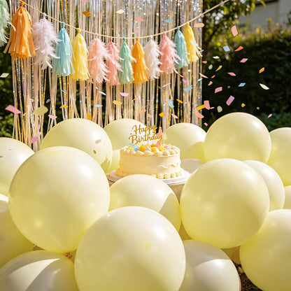 100pcs Pastel Yellow Latex Balloons 12 inch | Light Yellow Round, Helium Balloons, Easter Birthday Bridal Shower Wedding, Sunflower Party Decorations