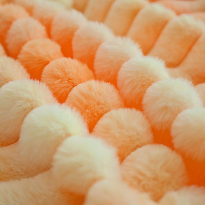 Throw (51" x 63") Super Soft Faux Fur Plush Throw Blanket, Rainbow Tie-Dye Pattern, Pastel Yellow and Orange, Decorative Cozy Blanket for Couch Bed,Gift for Women (Yellow and Orange)