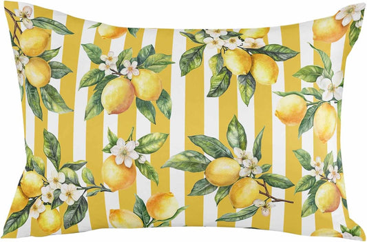 Pillowcase 20x26 Inch - Standard Striped Yellow Lemon Soft Brushed Microfiber Pillow Covers with Hidden Zipper Closure Bed Pillow Shams for Bedroom Sofa Car, 1pcs