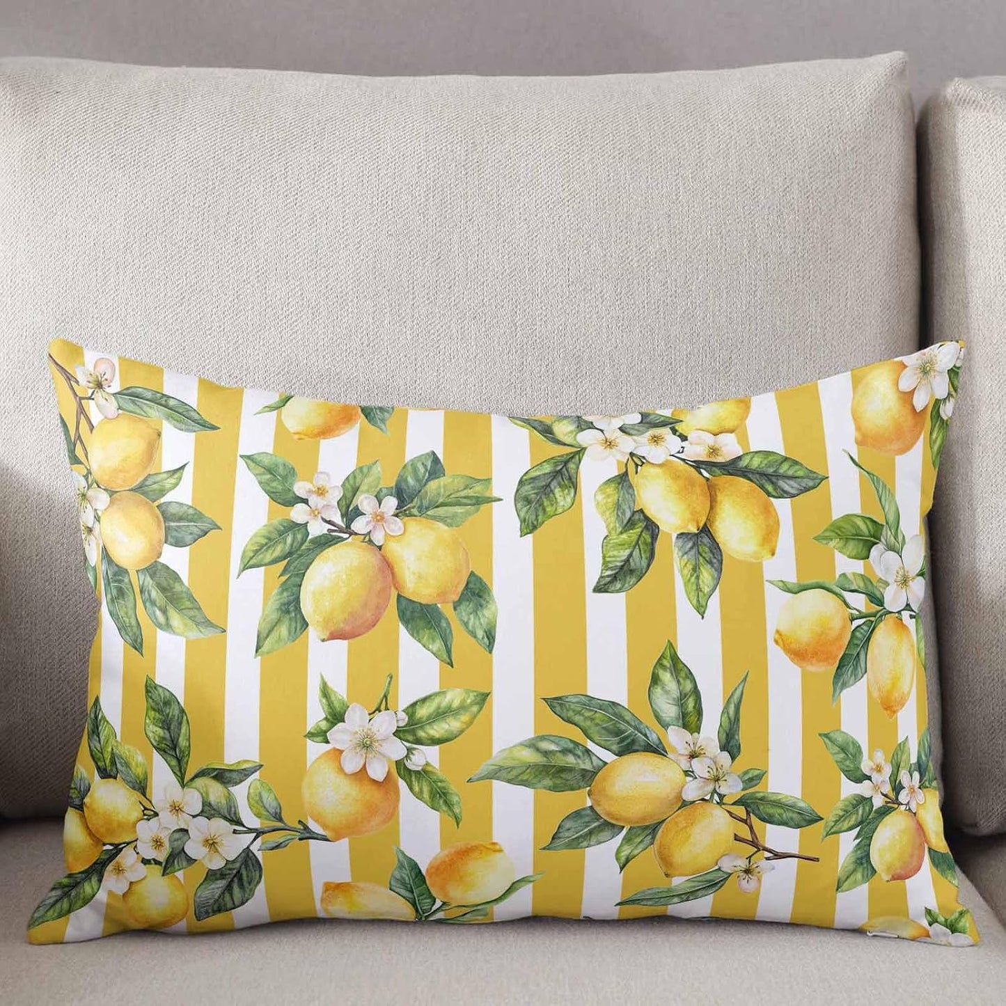 Pillowcase 20x26 Inch - Standard Striped Yellow Lemon Soft Brushed Microfiber Pillow Covers with Hidden Zipper Closure Bed Pillow Shams for Bedroom Sofa Car, 1pcs