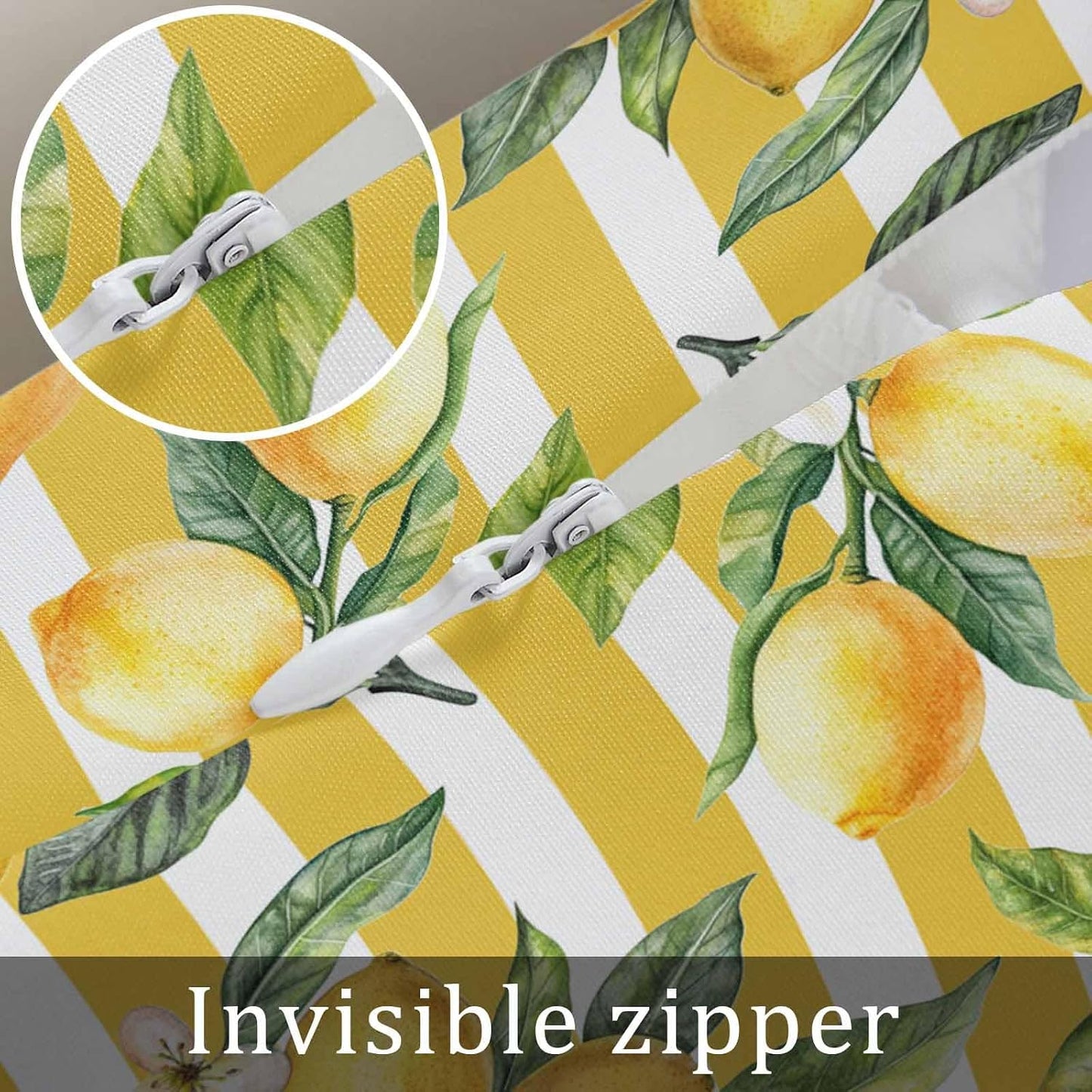 Pillowcase 20x26 Inch - Standard Striped Yellow Lemon Soft Brushed Microfiber Pillow Covers with Hidden Zipper Closure Bed Pillow Shams for Bedroom Sofa Car, 1pcs