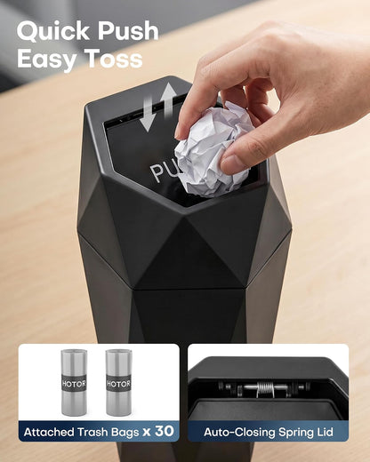 Car Trash Can with Lid, Leakproof, Black, 2 Pack | Car Accessories for Interior, Garbage Can with 30 Attached Trash Bags, Multipurpose Organizer and Storage for Home & Office