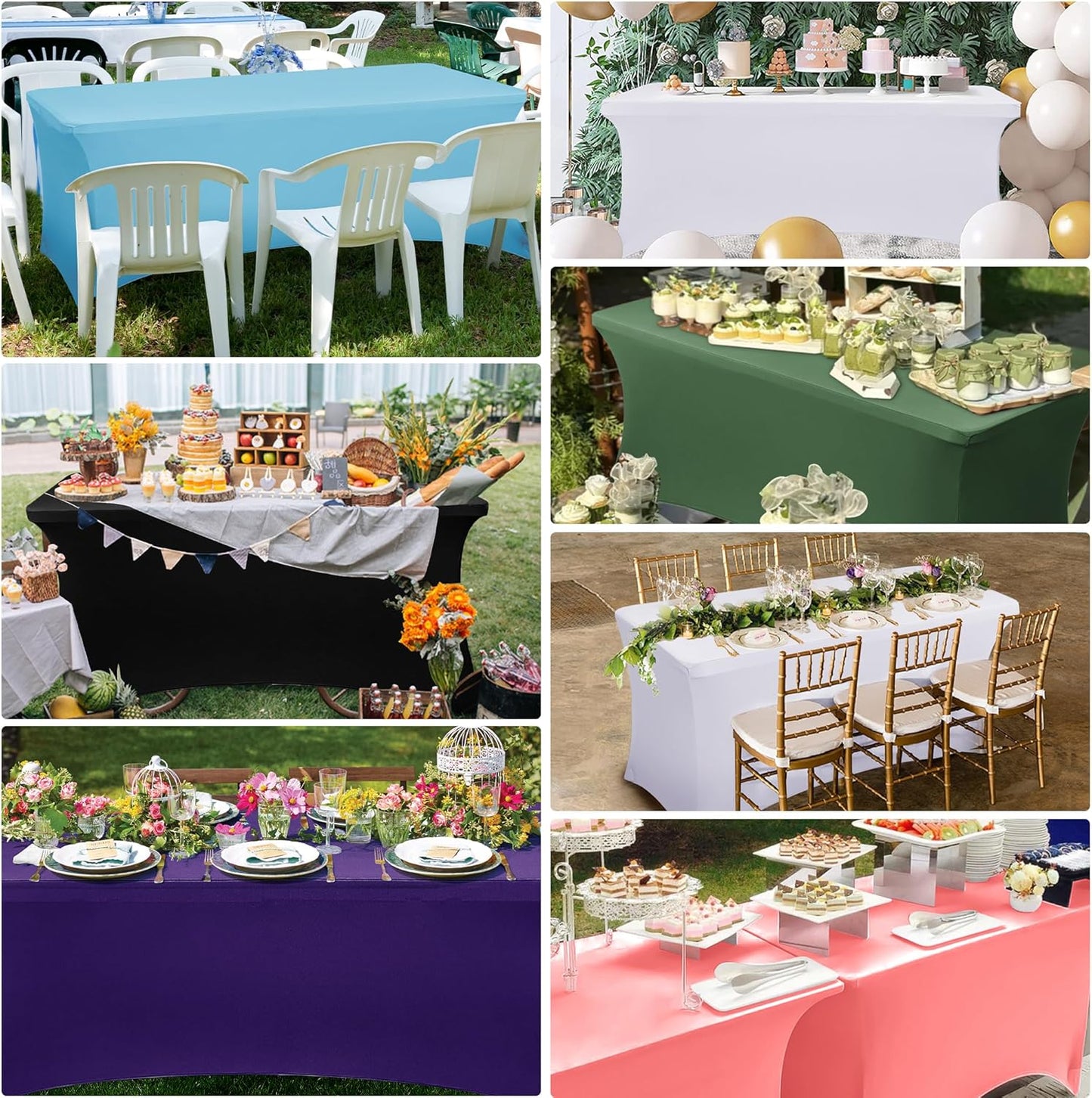 4Ft Stretch Spandex Table Cover for Standard Folding Tables - 2 Pack Universal Rectangular Fitted Tablecloth for Party, Banquet, Events, Trade Show (Yellow, 48L x 24W x 30H Inches)