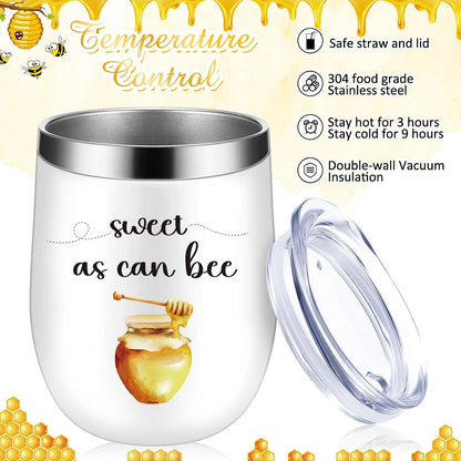 6 Set Baby Shower Game Prizes for Guests Winners 12 oz Insulated Stainless Steel Tumbler Cup with Lids, Straws, Cleaning Brush, Cards & Boxes Return Gifts(Yellow,Bee Honey)