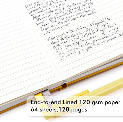 12 Pack Notebooks Journals Bulk with 12 Black Pens, A5 Hardcover Notebook Classic Ruled Journal Set with Pen Holder for School Business Work Travel Writing, 120 GSM, 5.1”x8.3”, Yellow