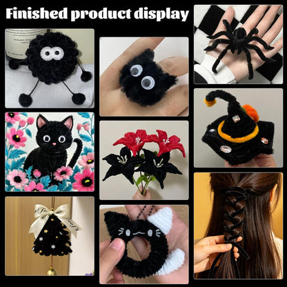Pipe Cleaners, 200 Pcs Solid Color Chenille Stems Craft Set | Yellow Pipe Cleaners for Crafts, Cleaners Supplies for Flower Making, Chenille Stems Supplies with Eyes for Arts Crafts