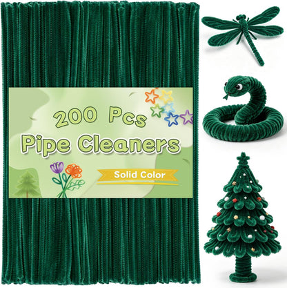 Pipe Cleaners, 200 Pcs Solid Color Chenille Stems Craft Set | Yellow Pipe Cleaners for Crafts, Cleaners Supplies for Flower Making, Chenille Stems Supplies with Eyes for Arts Crafts