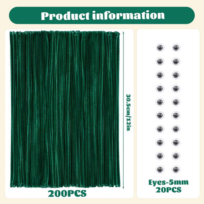 Pipe Cleaners, 200 Pcs Solid Color Chenille Stems Craft Set | Yellow Pipe Cleaners for Crafts, Cleaners Supplies for Flower Making, Chenille Stems Supplies with Eyes for Arts Crafts