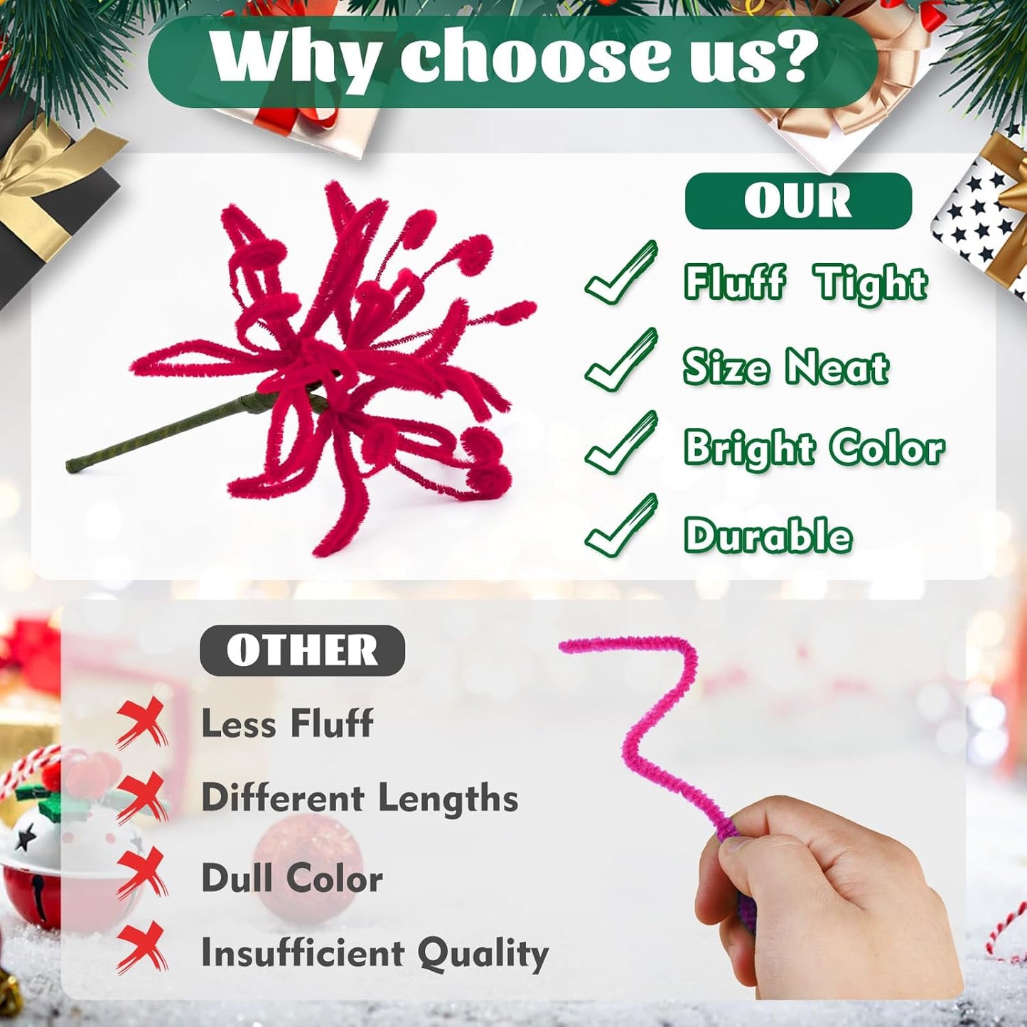 Pipe Cleaners, 200 Pcs Solid Color Chenille Stems Craft Set | Yellow Pipe Cleaners for Crafts, Cleaners Supplies for Flower Making, Chenille Stems Supplies with Eyes for Arts Crafts