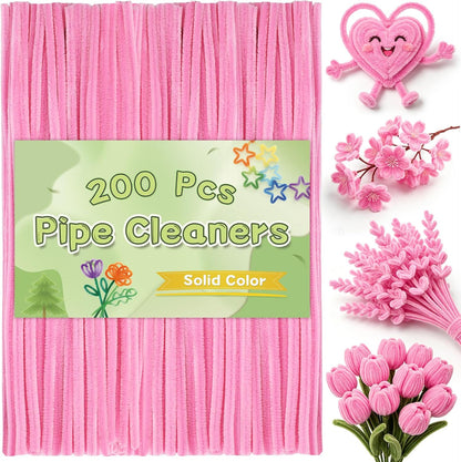Pipe Cleaners, 200 Pcs Solid Color Chenille Stems Craft Set | Yellow Pipe Cleaners for Crafts, Cleaners Supplies for Flower Making, Chenille Stems Supplies with Eyes for Arts Crafts