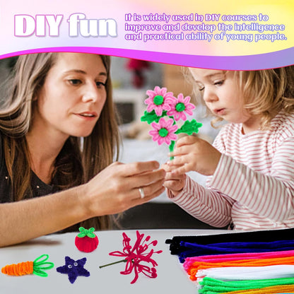 Pipe Cleaners, 200 Pcs Solid Color Chenille Stems Craft Set | Yellow Pipe Cleaners for Crafts, Cleaners Supplies for Flower Making, Chenille Stems Supplies with Eyes for Arts Crafts
