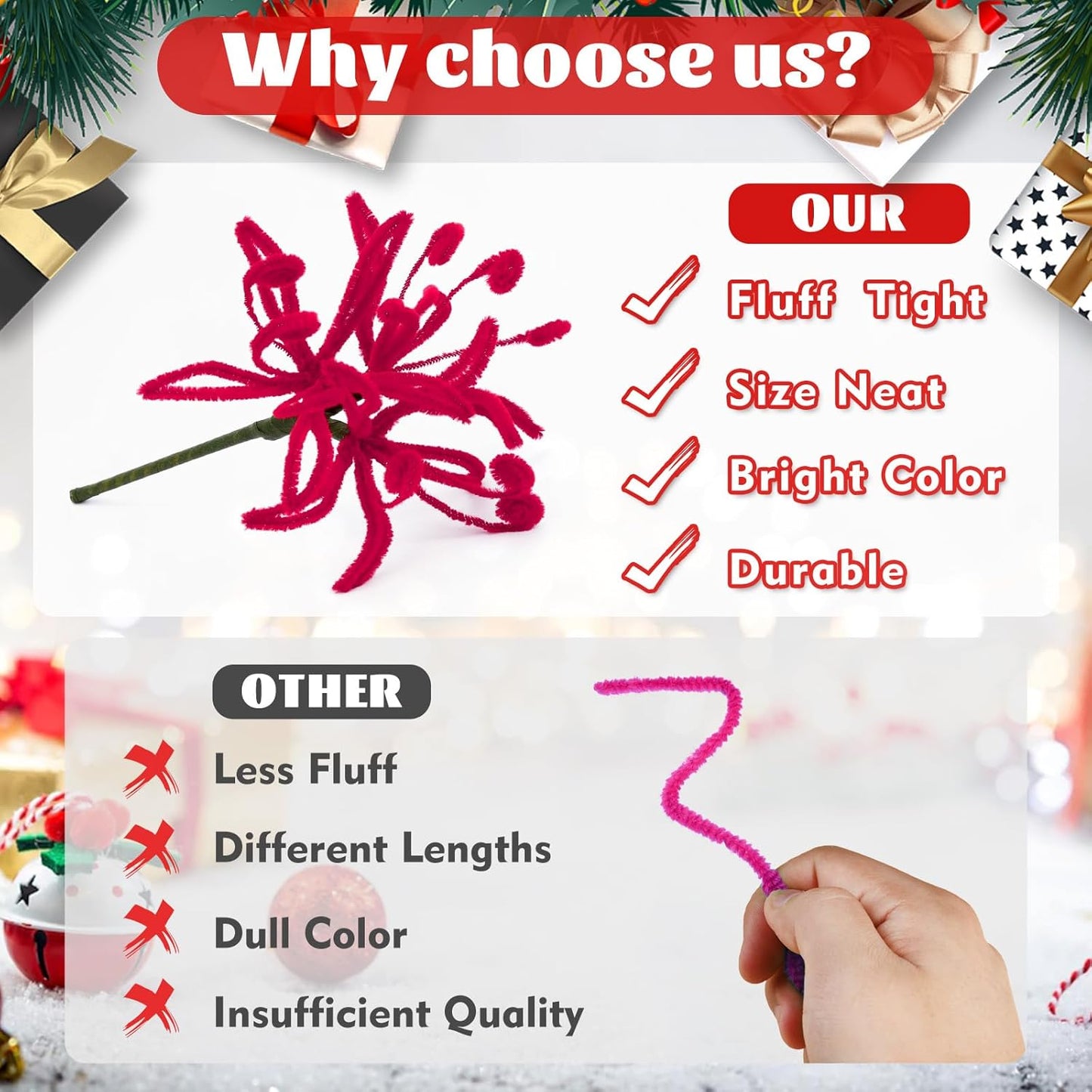 Pipe Cleaners, 200 Pcs Solid Color Chenille Stems Craft Set | Yellow Pipe Cleaners for Crafts, Cleaners Supplies for Flower Making, Chenille Stems Supplies with Eyes for Arts Crafts
