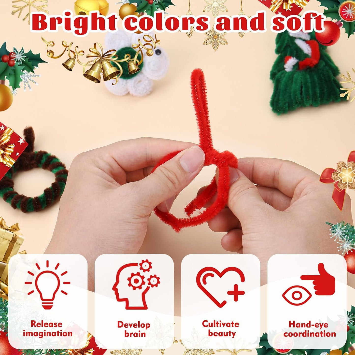 Pipe Cleaners, 200 Pcs Solid Color Chenille Stems Craft Set | Yellow Pipe Cleaners for Crafts, Cleaners Supplies for Flower Making, Chenille Stems Supplies with Eyes for Arts Crafts
