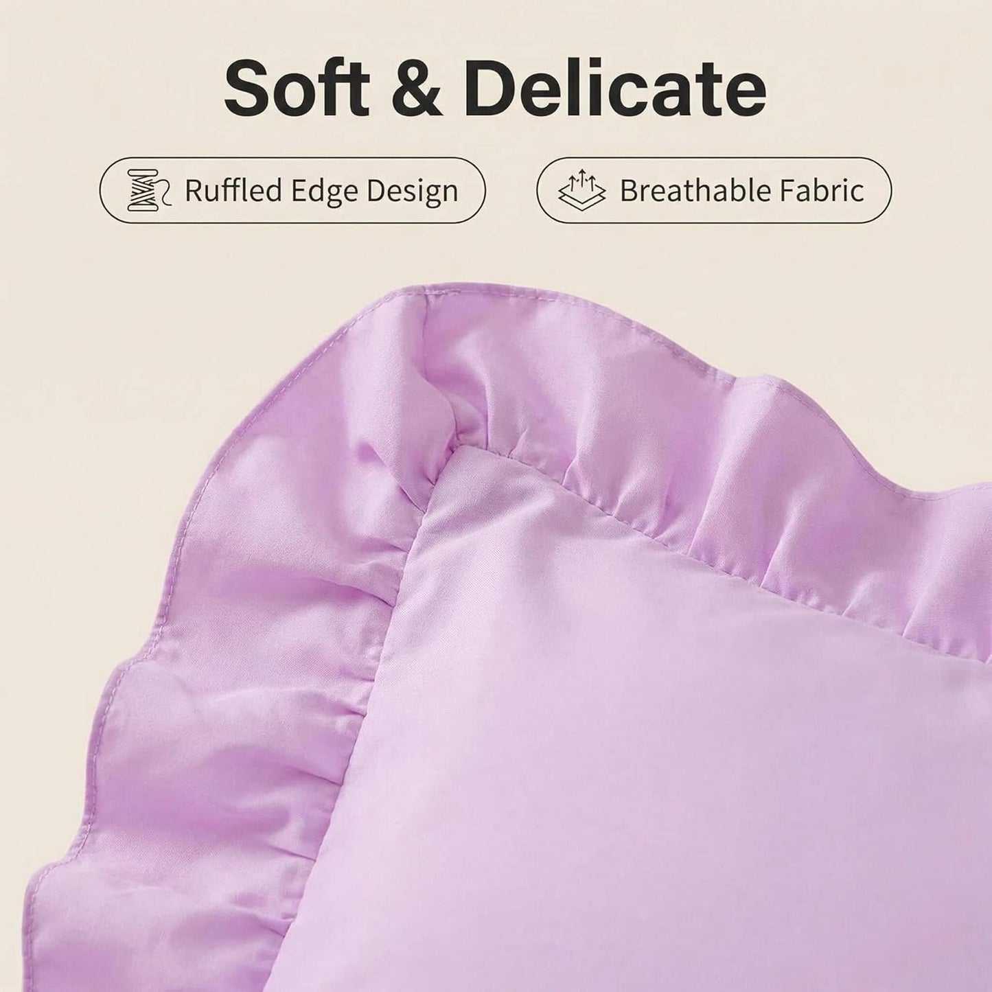 Ruffled Pillowcases Set of 2 Soft Shabby Chic Farmhouse Bedding Light Yellow