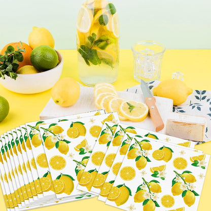 50 Pack Lemon Paper Napkins Yellow Lemons Party Paper Hand Towels Disposable Lemonade Napkins for Lemonade Theme Birthday Party Wedding Shower Supplies Lemon Table Decorations