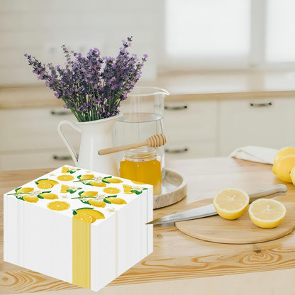 50 Pack Lemon Paper Napkins Yellow Lemons Party Paper Hand Towels Disposable Lemonade Napkins for Lemonade Theme Birthday Party Wedding Shower Supplies Lemon Table Decorations