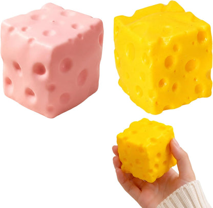 2 PCS Cheese Squishy, Large Cheese Squishy Tool with Slow Rise Feature, Squeeze Cheese Stress Relief for Sensory Play, Big Cheese Block Squishy for Adults, Pink and Yellow Colors