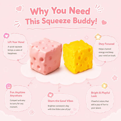 2 PCS Cheese Squishy, Large Cheese Squishy Tool with Slow Rise Feature, Squeeze Cheese Stress Relief for Sensory Play, Big Cheese Block Squishy for Adults, Pink and Yellow Colors