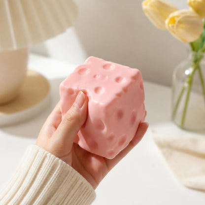 2 PCS Cheese Squishy, Large Cheese Squishy Tool with Slow Rise Feature, Squeeze Cheese Stress Relief for Sensory Play, Big Cheese Block Squishy for Adults, Pink and Yellow Colors