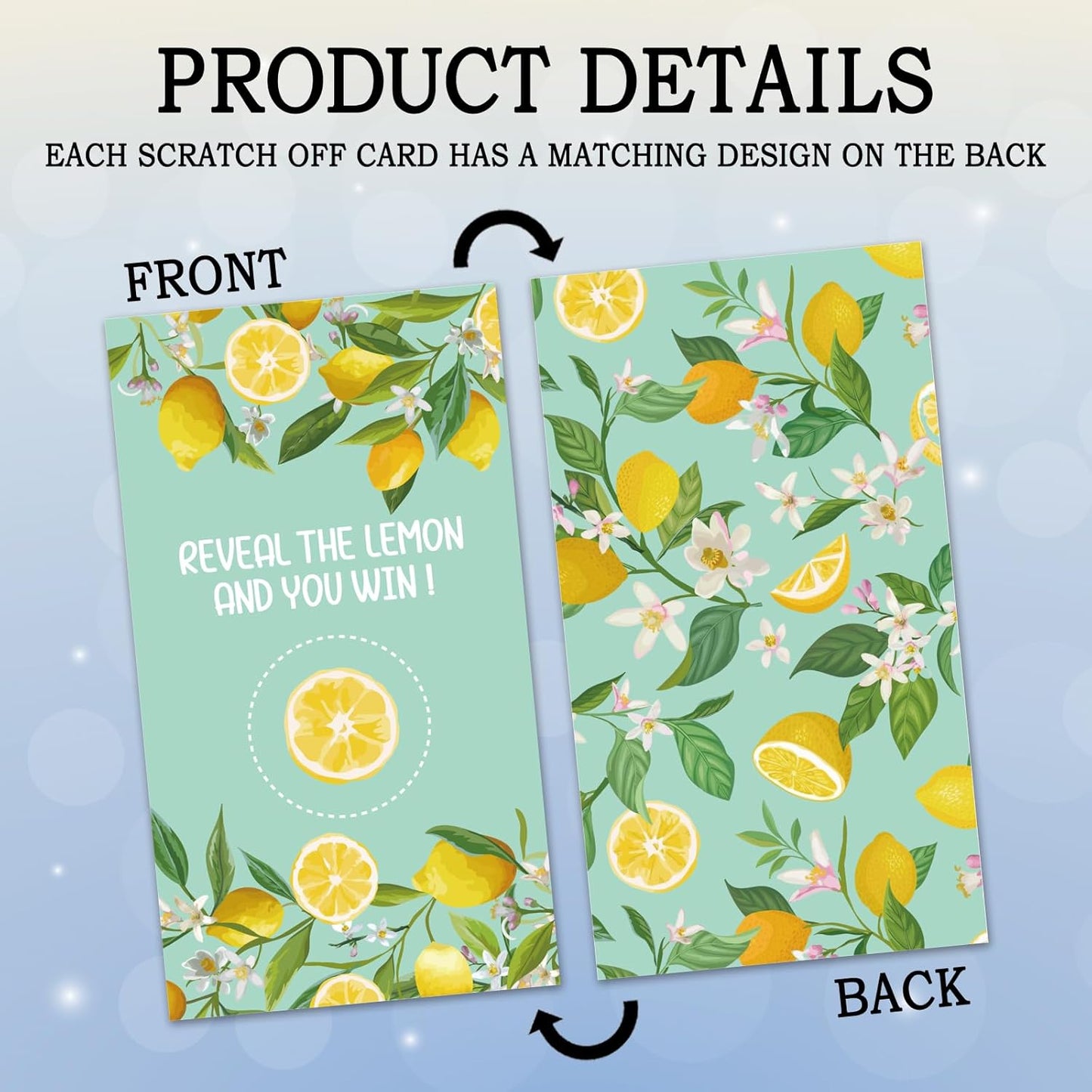 32 Pcs Lemon Theme Scratch Off Cards, Lemon Bridal Shower Scratch Off Tickets, Lottery Prize Raffle Tickets for Wedding Engagement Party, Funny Citrus Fruits Birthday Party Cards Supplies