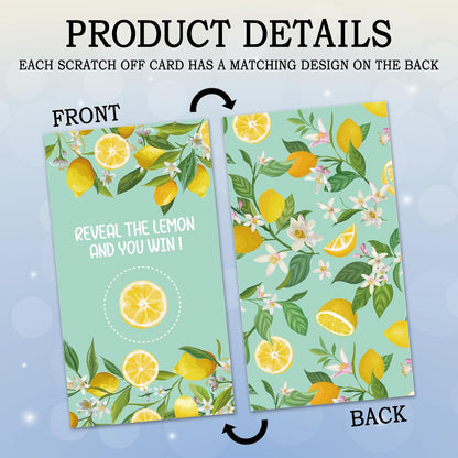 32 Pcs Lemon Theme Scratch Off Cards, Lemon Bridal Shower Scratch Off Tickets, Lottery Prize Raffle Tickets for Wedding Engagement Party, Funny Citrus Fruits Birthday Party Cards Supplies