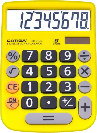 Desktop Calculator 8 Digit with Solar Power and LCD Display, Big Buttons, for Home, Office, School, Class and Business, 4 Function Small Basic Calculators for Desk, CD-8185