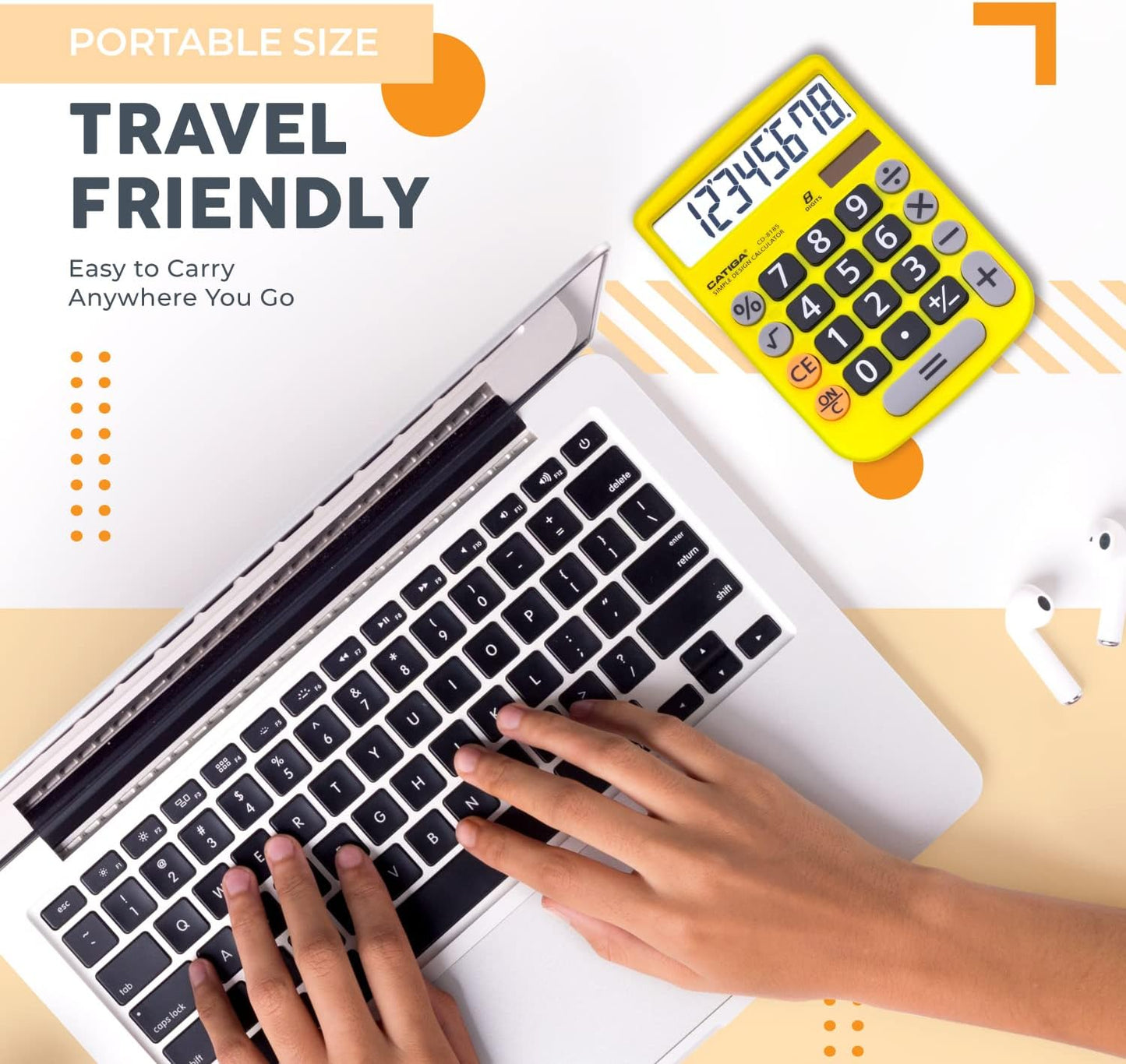 Desktop Calculator 8 Digit with Solar Power and LCD Display, Big Buttons, for Home, Office, School, Class and Business, 4 Function Small Basic Calculators for Desk, CD-8185
