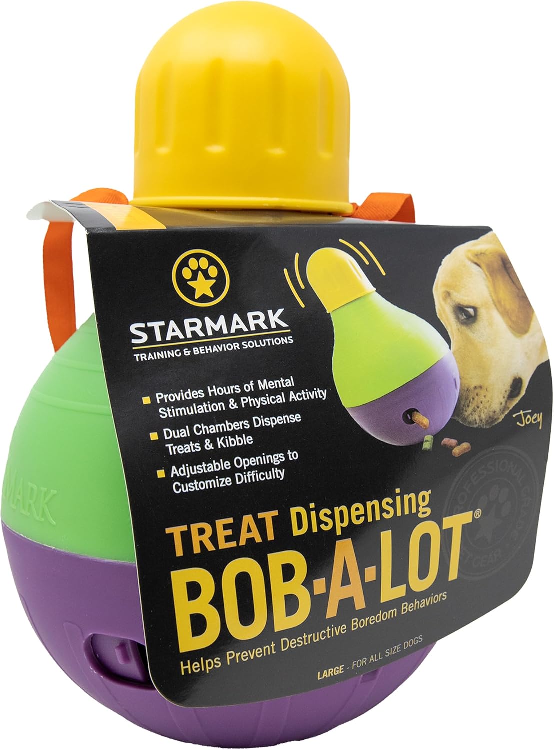 Bob-A-Lot Interactive Dog Pet Toy, Large, Yellow/Green/Purple