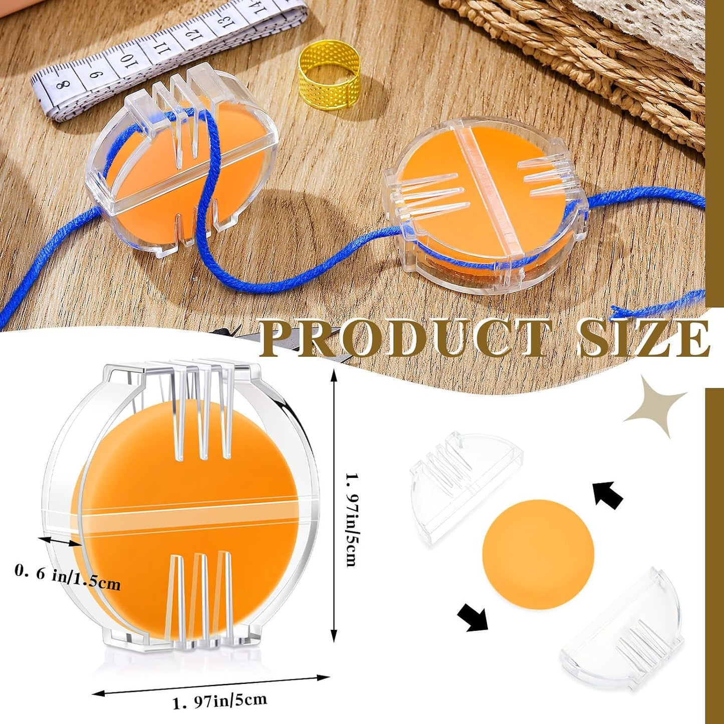2 Pcs Thread Wax Thread Conditioner Beeswax for Hand Sewing Embroidery Beeswax Floss Conditioner for Quilting Sewing Strengthening Line Embroidery Wax (Deep Yellow,Clear Case)