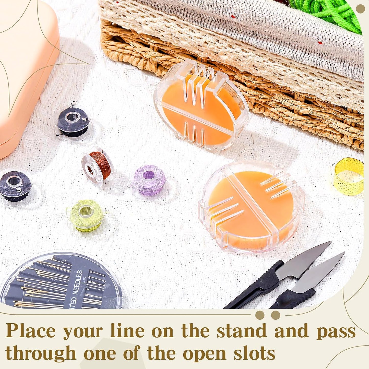 2 Pcs Thread Wax Thread Conditioner Beeswax for Hand Sewing Embroidery Beeswax Floss Conditioner for Quilting Sewing Strengthening Line Embroidery Wax (Deep Yellow,Clear Case)
