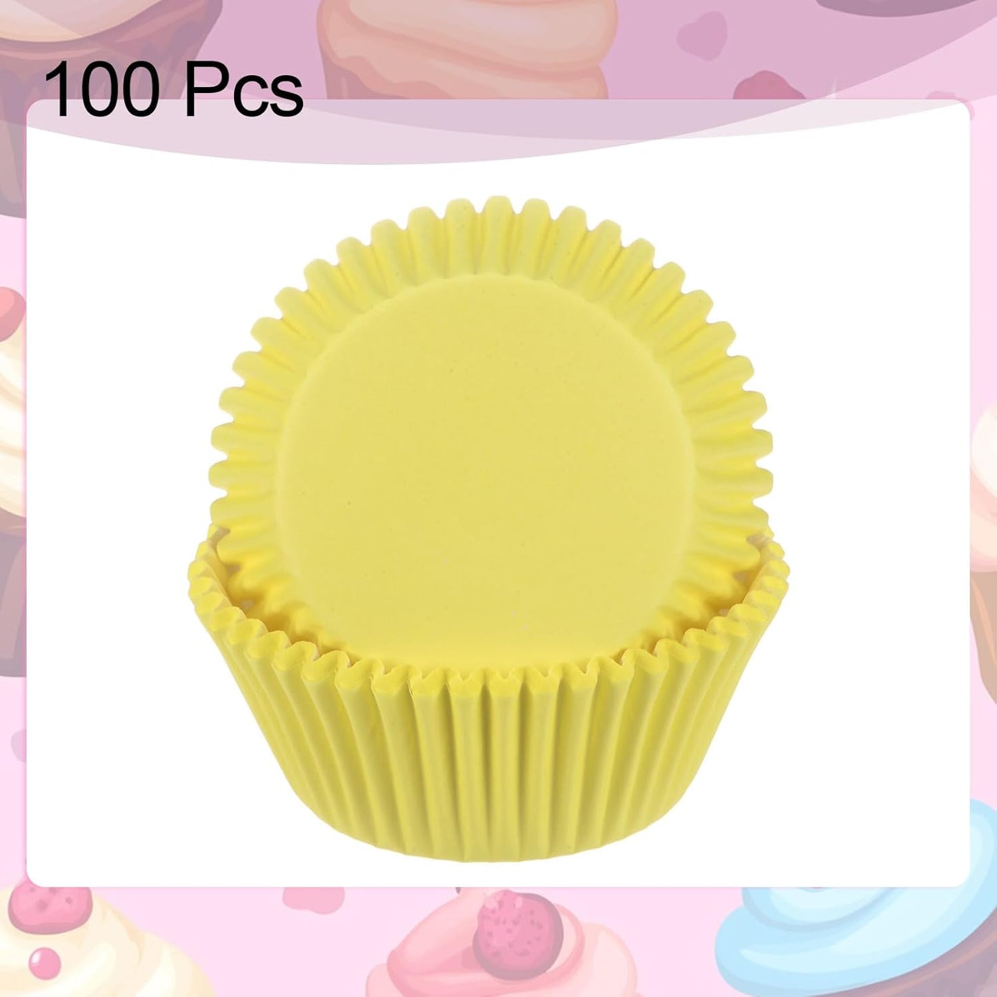 100 Count Cupcake Liners Yellow Cupcake Cups Standard Size Muffins Liners Papers Baking Cups Wrappers Greaseproof for Party Wedding Birthday