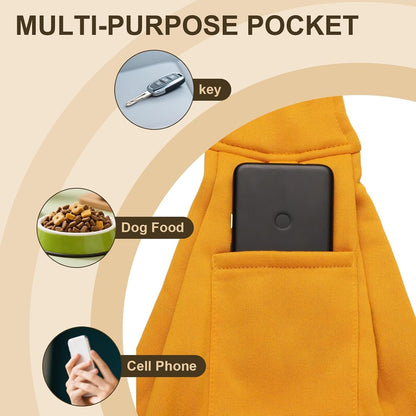 Dog Sling Carrier for Small Dogs and Cats Up to 16.5 Lbs, Adjustable with Purse Pocket Pet Sling Carrier Safety Harness, (Yellow, 1 Pcs) Intended for Outdoor/Camp/Travel