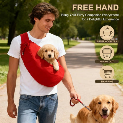 Dog Sling Carrier for Small Dogs and Cats Up to 16.5 Lbs, Adjustable with Purse Pocket Pet Sling Carrier Safety Harness, (Yellow, 1 Pcs) Intended for Outdoor/Camp/Travel