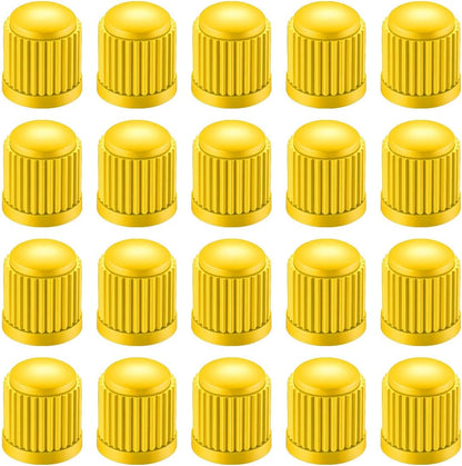 20PCS Car Tire Valve Stem Caps, Plastic Auto Wheel Stem Cover with O Rubber Seal, Vehicle Tire Valve Dust Cap, Universal Automotive Accessories for SUV, Truck, Motorcycle, Bicycle (Yellow)