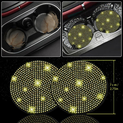 8 pcs Yellow Bling Car Accessories Set for Women, Steering Wheel Cover, Sparkly Seat Belt Covers, Bling Gear Shift Cover, Universal Fit Most Cars (Yellow Diamond)