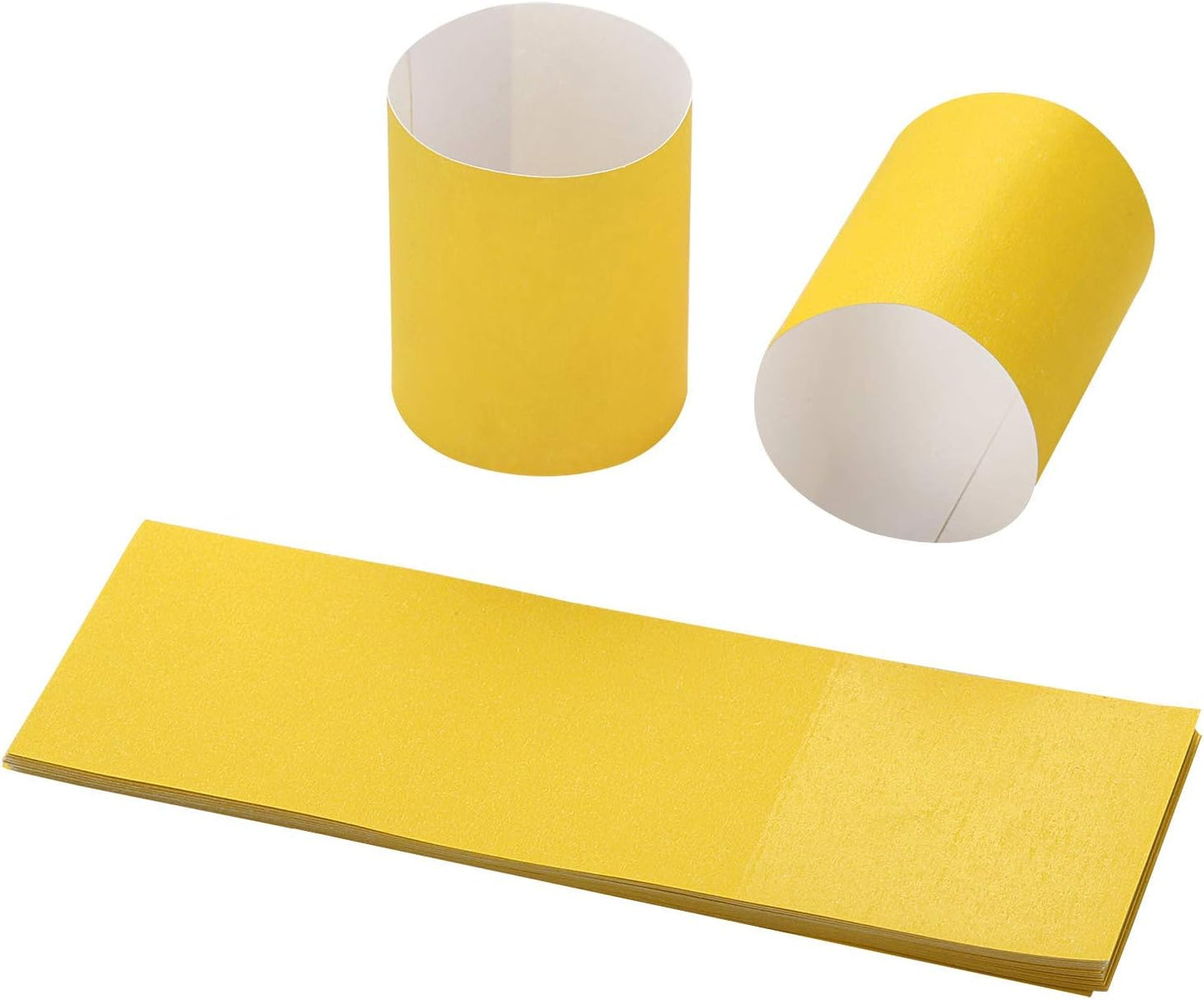 Self-Adhesive Yellow Paper Napkin Bands (500 Count) - 4.25 x 1.5 Inch Professional Napkin Rings - Self-Sealing Disposable Silverware Wrappers for Restaurants & Formal Events GM1108A