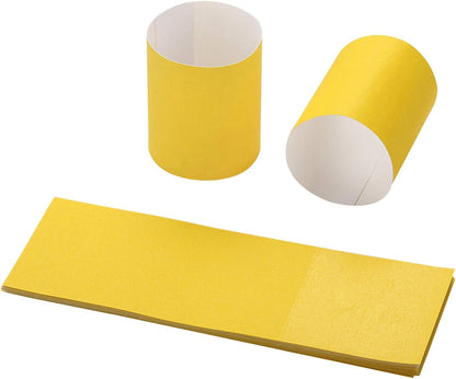 Self-Adhesive Yellow Paper Napkin Bands (500 Count) - 4.25 x 1.5 Inch Professional Napkin Rings - Self-Sealing Disposable Silverware Wrappers for Restaurants & Formal Events GM1108A